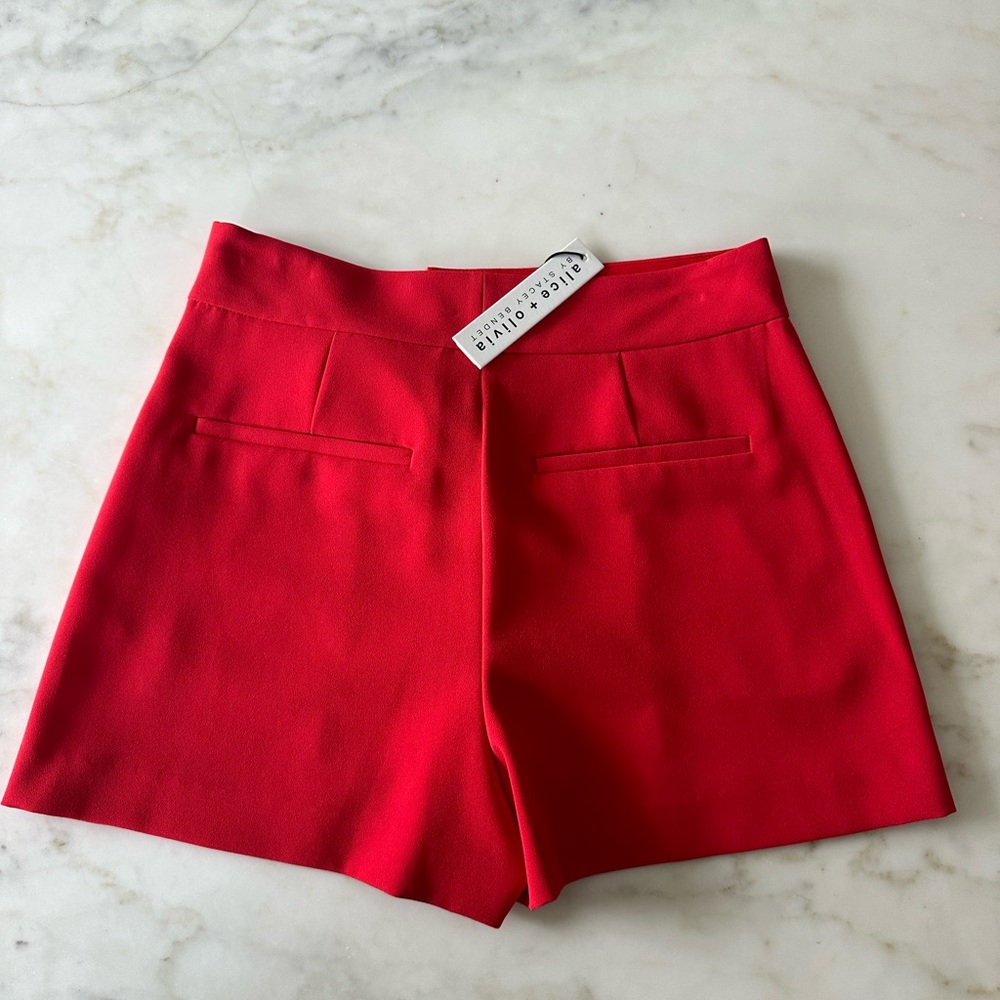 NWT Alice and Olivia red perfect shorts. Size O